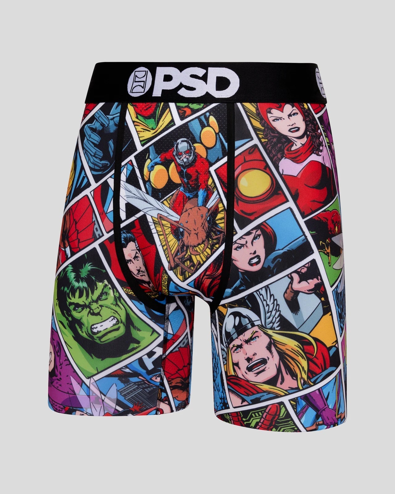 PSD Men's Marvel Print Boxer Briefs - 7 Inch Inseam Breathable and  Supportive Men's Underwear with Moisture-Wicking Fabric, Multi