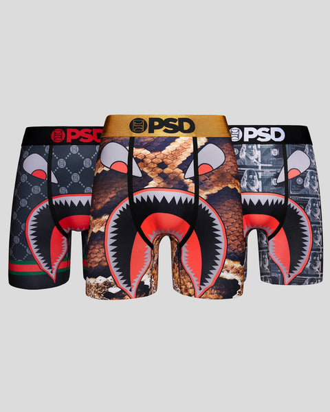 PSD Monogram Luxe 3 Pack Mens Boxer Briefs - MULTI