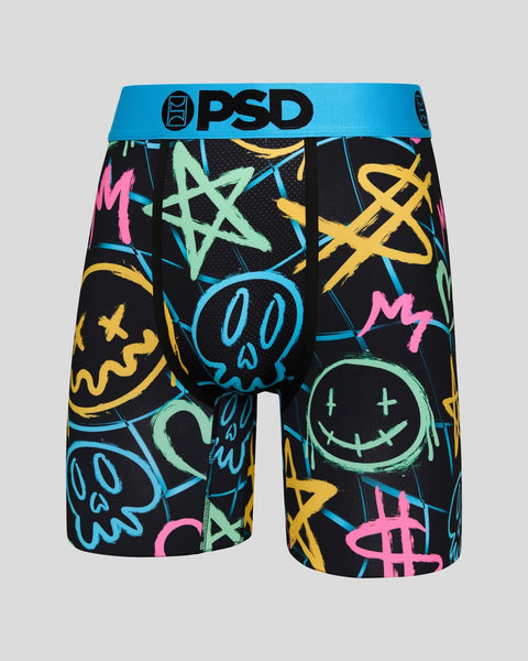 PSD Underwear Men's Boxer Briefs (Blue/Cosmic Gang/S), Blue/Cosmic