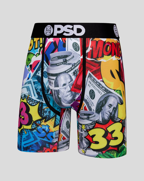 PSD Mens Floral Past Time Flowers Hibiscus Urban Athletic Boxer Briefs  Small Underwear - E11911058-BLK-S