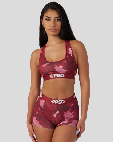 PSD Women Sports Bra Red Black Split Bandana Size XL Extra Large New NIP