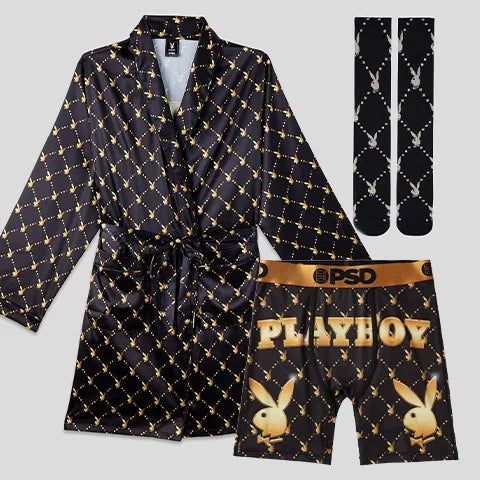 PSD x Playboy Monogram Lux Black Crew Socks